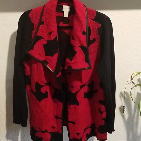 Chico's Sweaters - Chicos size 2 open cardigan with leather trim